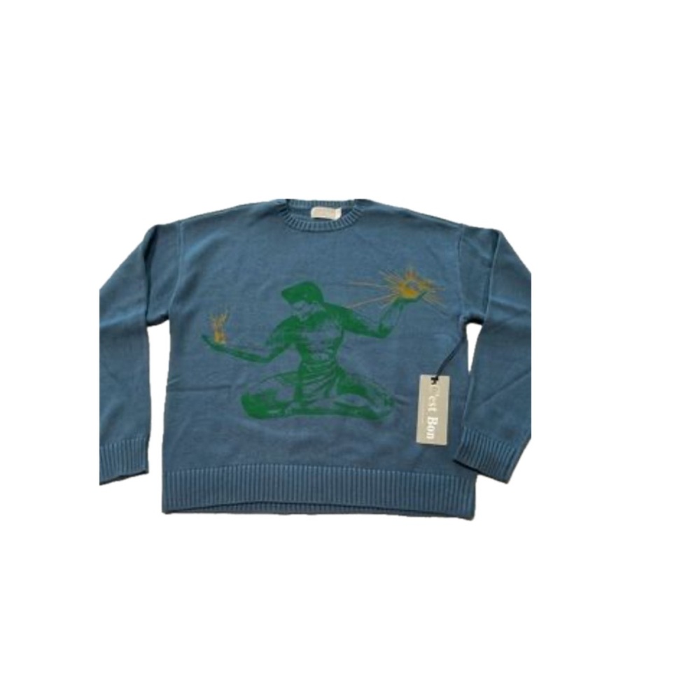 C'est Bon Blue and Green Graphic Sweater NWT, XXL
